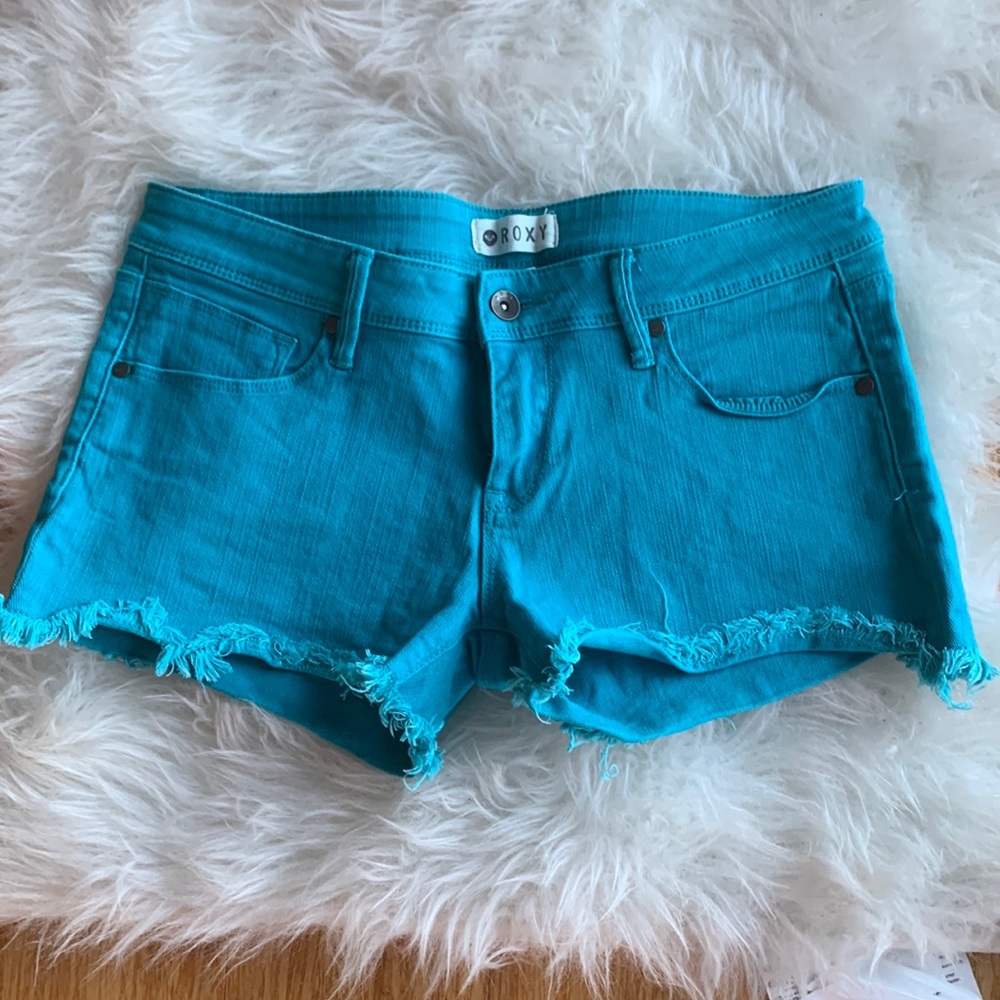 Roxy turquoise hot pants with fringes - like new